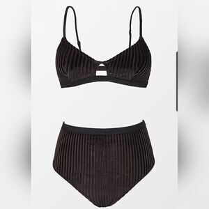 Cupshe dark brown ribbed bikini with high waisted bottoms various sizes